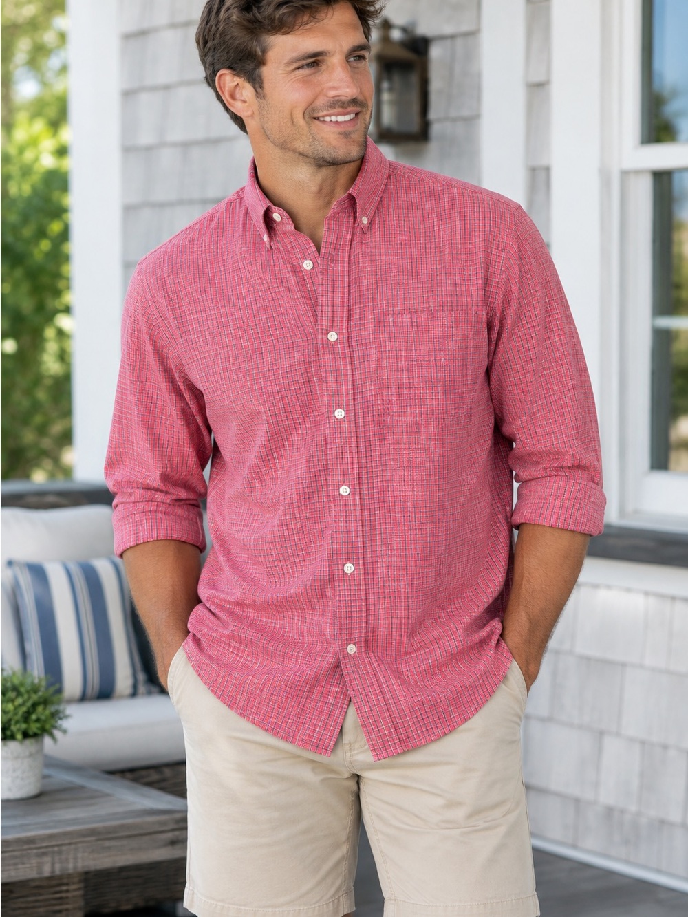 Men's Textured Turnbury Button-Down Shirt